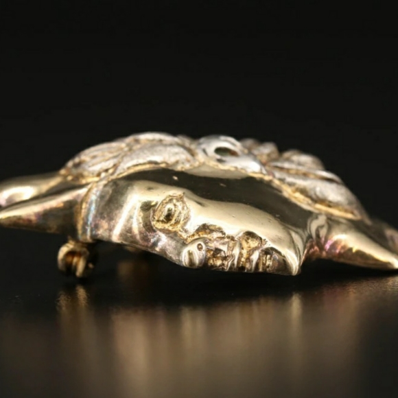 Handmade Warrior Mask Mexican Sterling Silver Brooch Signed Rare Ruben Ayala - Picture 3 of 8